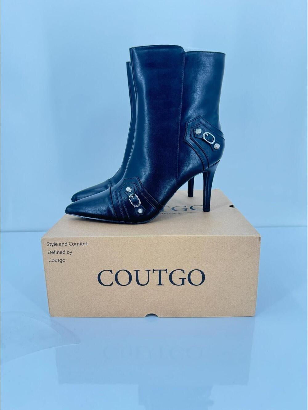 Coutgo Womens Ankle Boots Size 9 Blue Stiletto Heel Pointed Toe Y2K NEW